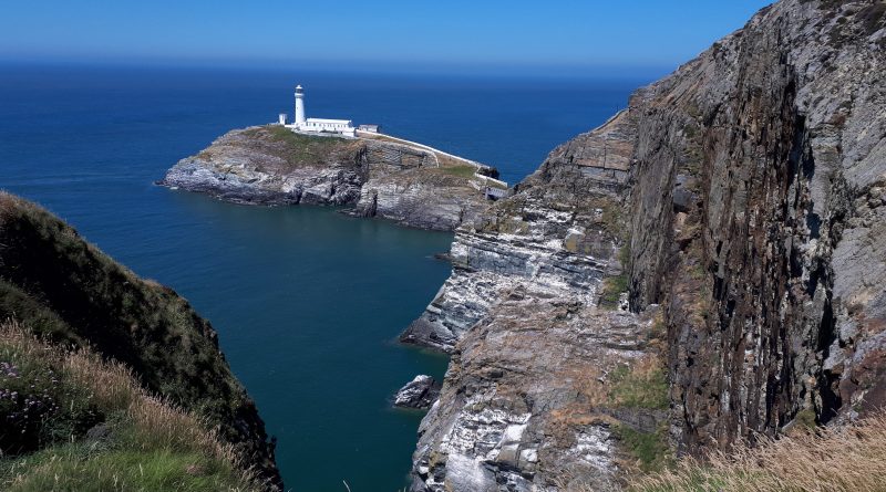 The image shows the cliff and light house at southstack