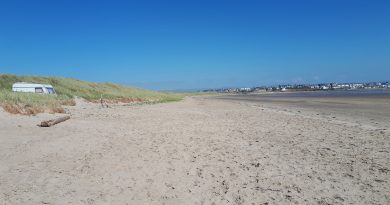 The image shows how big Crigyll Beach is, taken during summer.