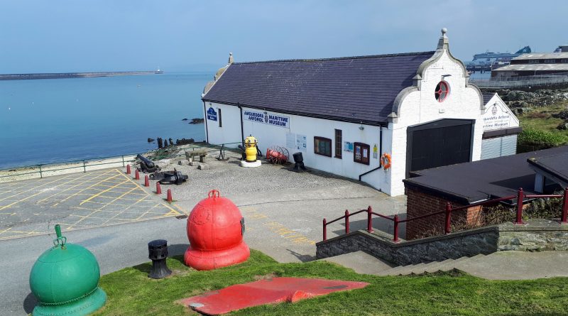 The picture show the Holyhead Maritime Museum from the small hill to the rear, the sea and harbour in the background